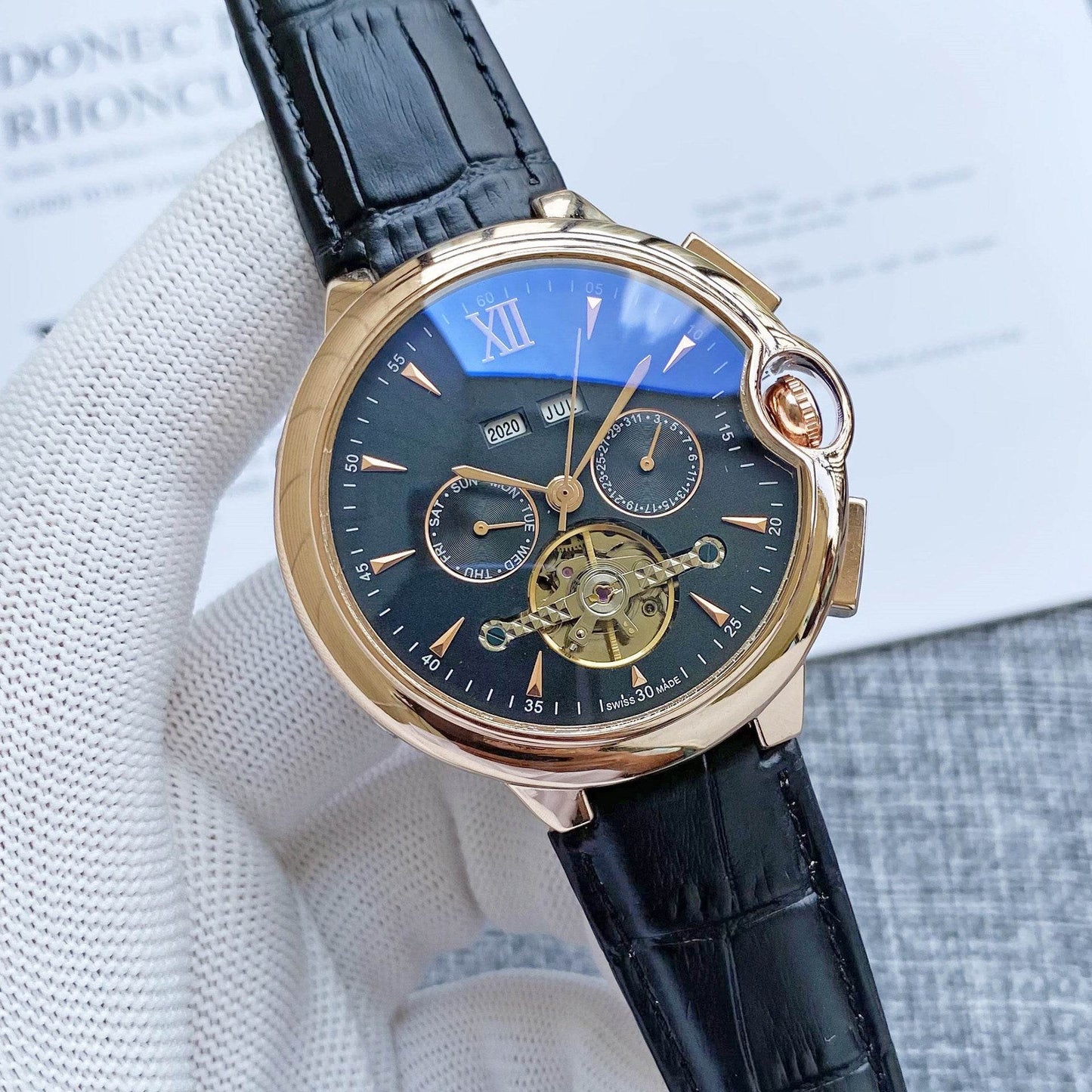 Men's Big Flywheel Automatic Watch - Elegant Tourbillon Business Style - Buy Center