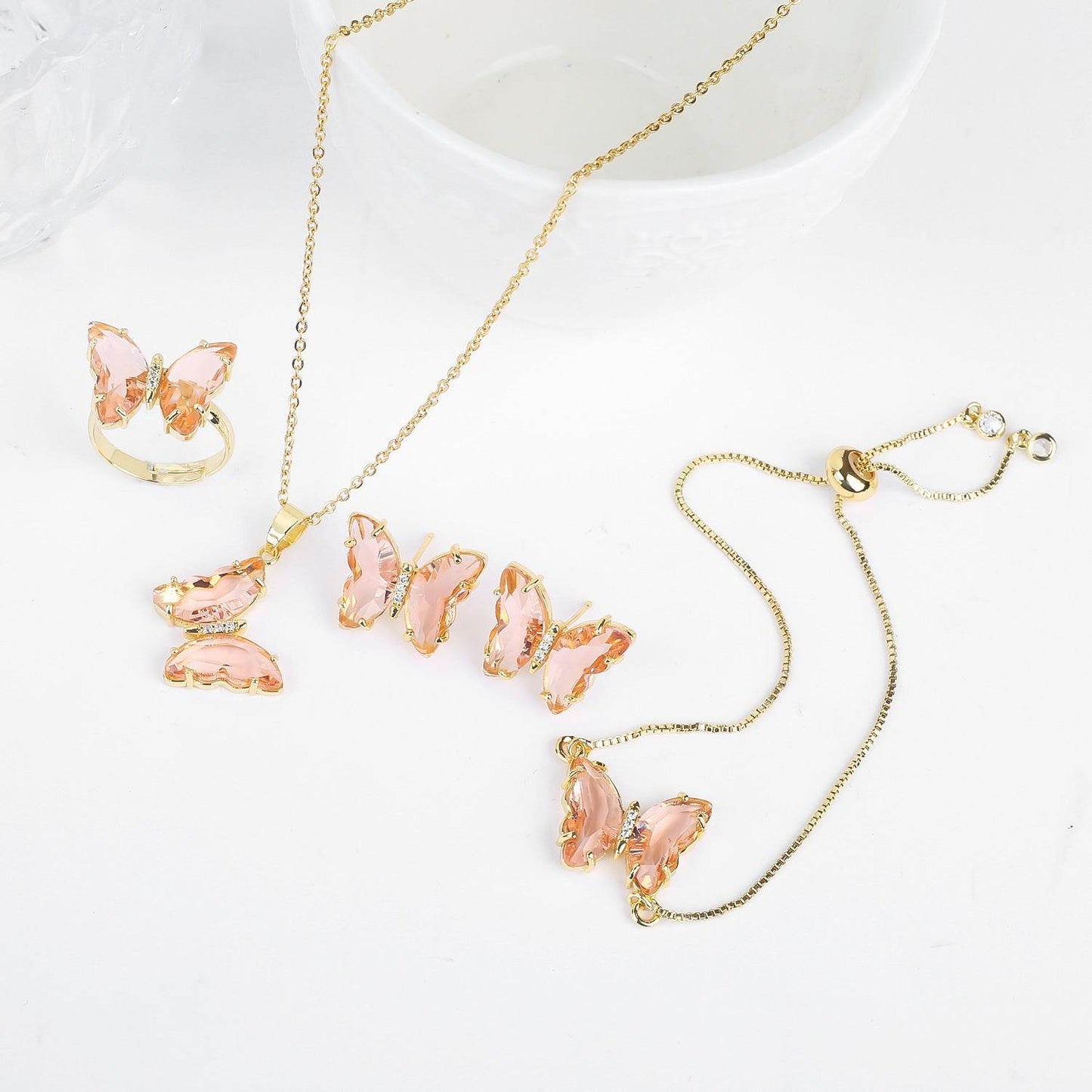 Buycenter Lucky Crystal Butterfly Jewelry Set - Necklace, Earrings & More - Buy Center