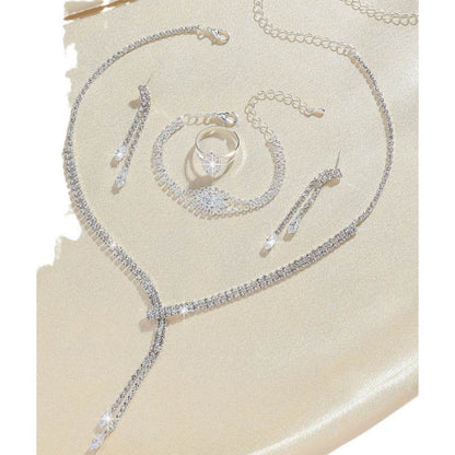 Elegant Four-Piece Bridal Jewelry Set - Necklace, Earrings & Bracelet - Buy Center