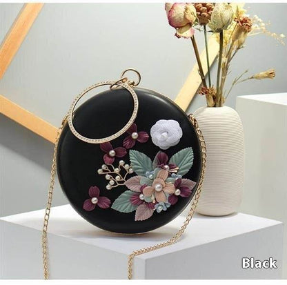 Buycenter Stylish Round Banquet Handbag - Floral PU Clutch for All Occasions - Buy Center