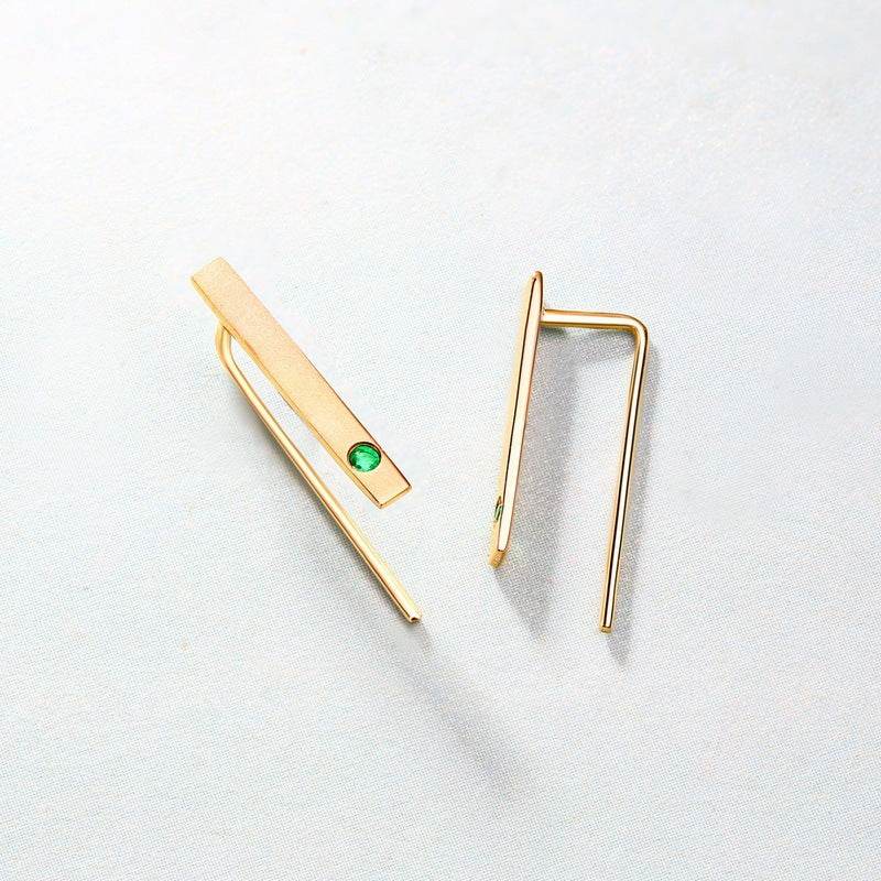 Natural Emerald 14K Gold Earrings - Minimalist Geometric Design - Buy Center
