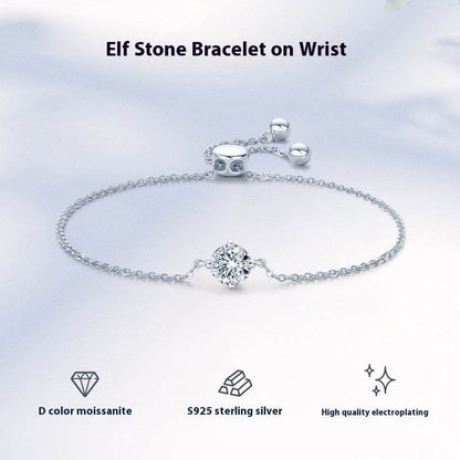 Buy Center Classic Moissanite Bracelet - Elegant 925 Silver Four-Claw Design - Buy Center