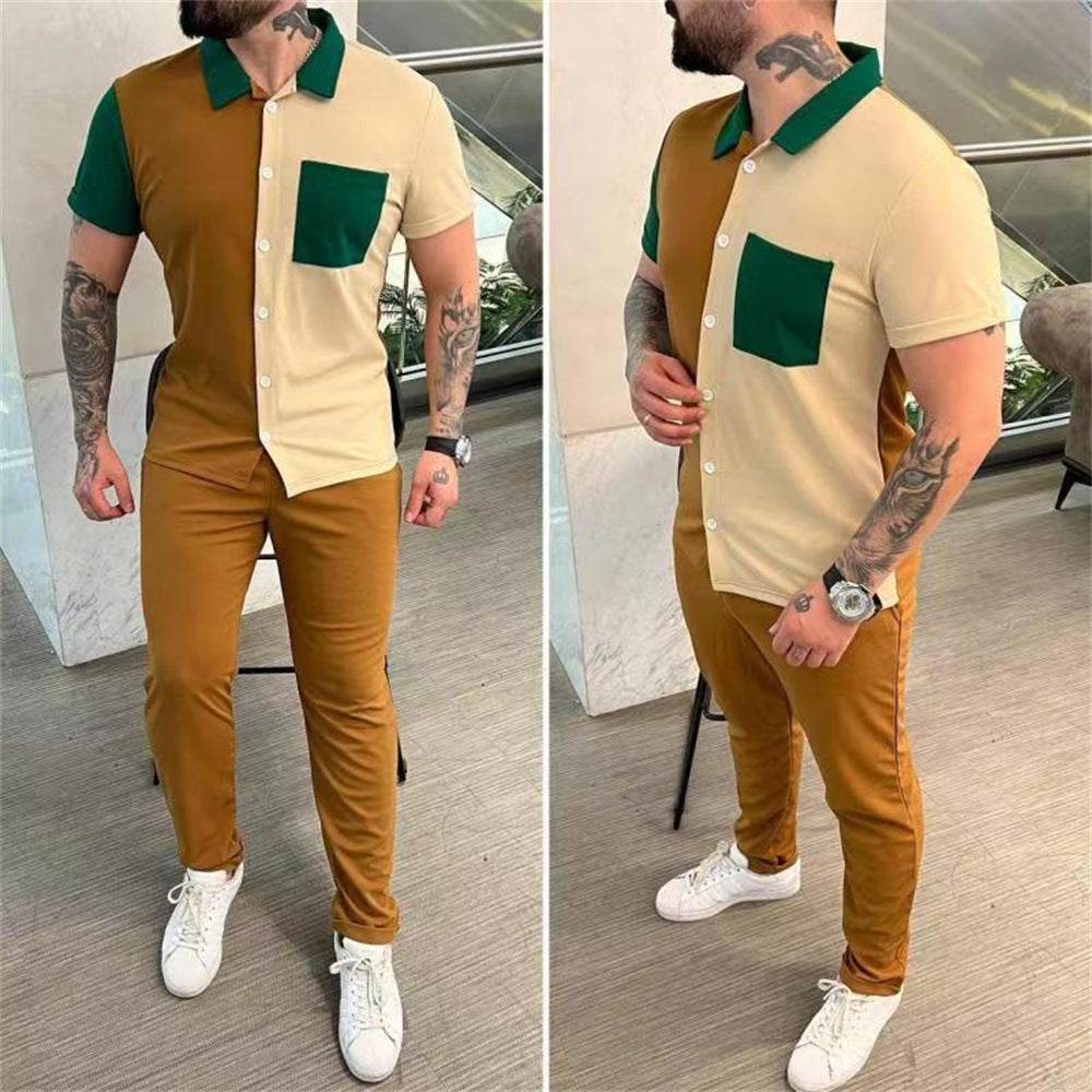 Buycenter Trendy Casual Sports Suit - Short-Sleeved Shirt & Trousers Set - Buy Center