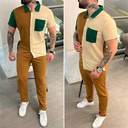 Buycenter Trendy Casual Sports Suit - Short-Sleeved Shirt & Trousers Set - Buy Center