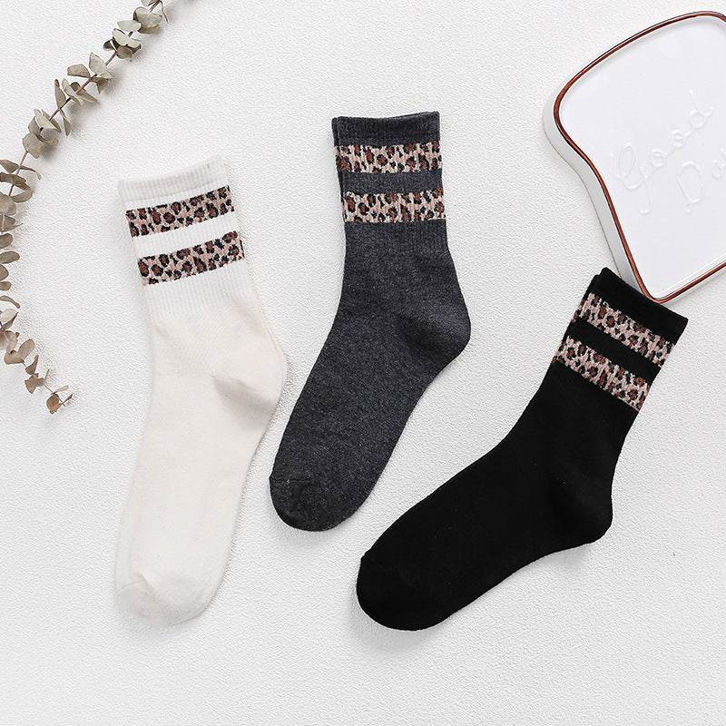 Mid-Calf Leopard Print Socks for Women - Stylish Cotton Comfort 2025 - Buy Center