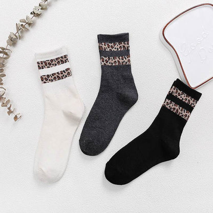 Mid-Calf Leopard Print Socks for Women - Stylish Cotton Comfort 2025 - Buy Center