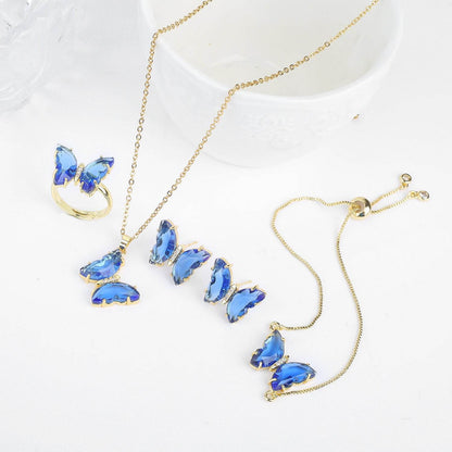 Buycenter Lucky Crystal Butterfly Jewelry Set - Necklace, Earrings & More - Buy Center