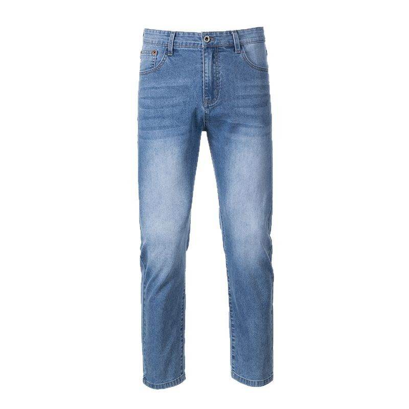 Washed Cleanfit Men's Light Blue Jeans - Straight Leg, Mid Waist Style - Buy Center