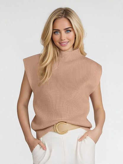 European American Turtleneck Vest Sweater - Sleeveless Casual Chic Look - Buy Center