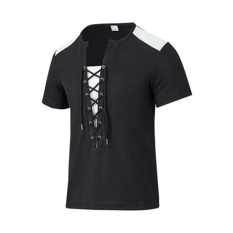 Buycenter Casual Multicolor Stitching Top - Round Neck, Short Sleeve - Buy Center