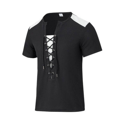 Buycenter Casual Multicolor Stitching Top - Round Neck, Short Sleeve - Buy Center