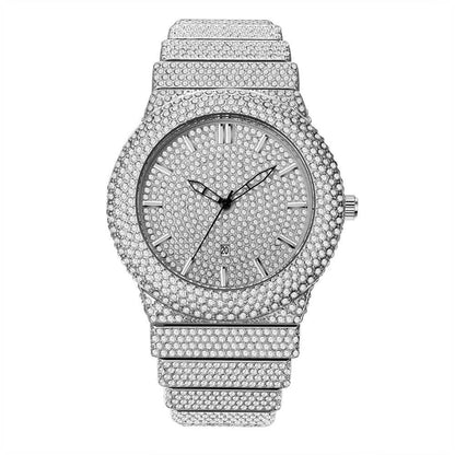 Affordable Luxury Men's Quartz Watch - Diamond Embedded in Gold, Silver, Black - Buy Center