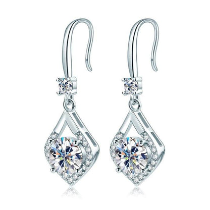 Buy Center Shiny Zircon Earrings - Fashionable Geometry in White Gold - Buy Center