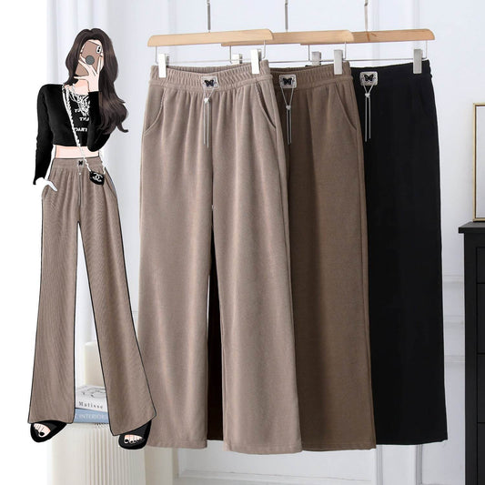 Loose Slimming Wide Leg Pants - Luxurious European Cotton Velvet Style - Buy Center