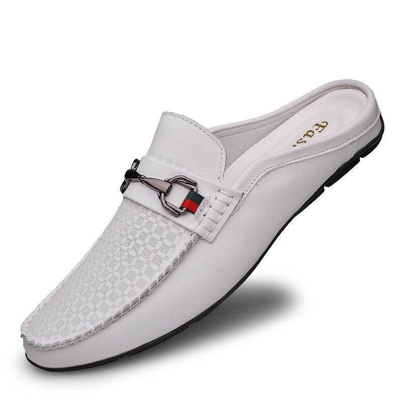 Buycenter Men's Casual Leather Slip-On Half-Slippers - Stylish & Comfortable - Buy Center