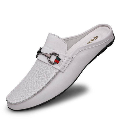 Buycenter Men's Casual Leather Slip-On Half-Slippers - Stylish & Comfortable - Buy Center