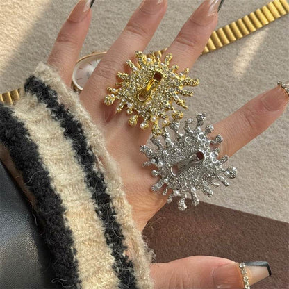 Geometric Square Diamond Stacked Ring - Real Gold Plated Alloy Elegance - Buy Center