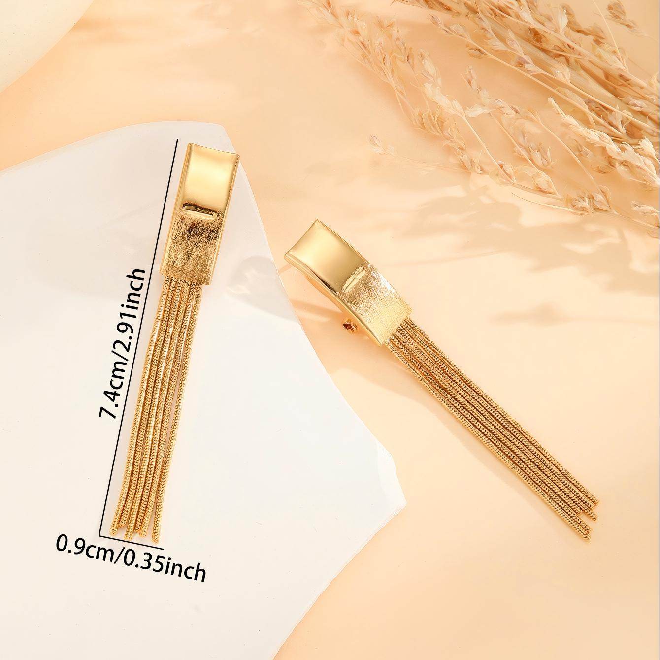 Elegant Gold Bead Tassel Earrings - Modern Design for Any Occasion - Buy Center