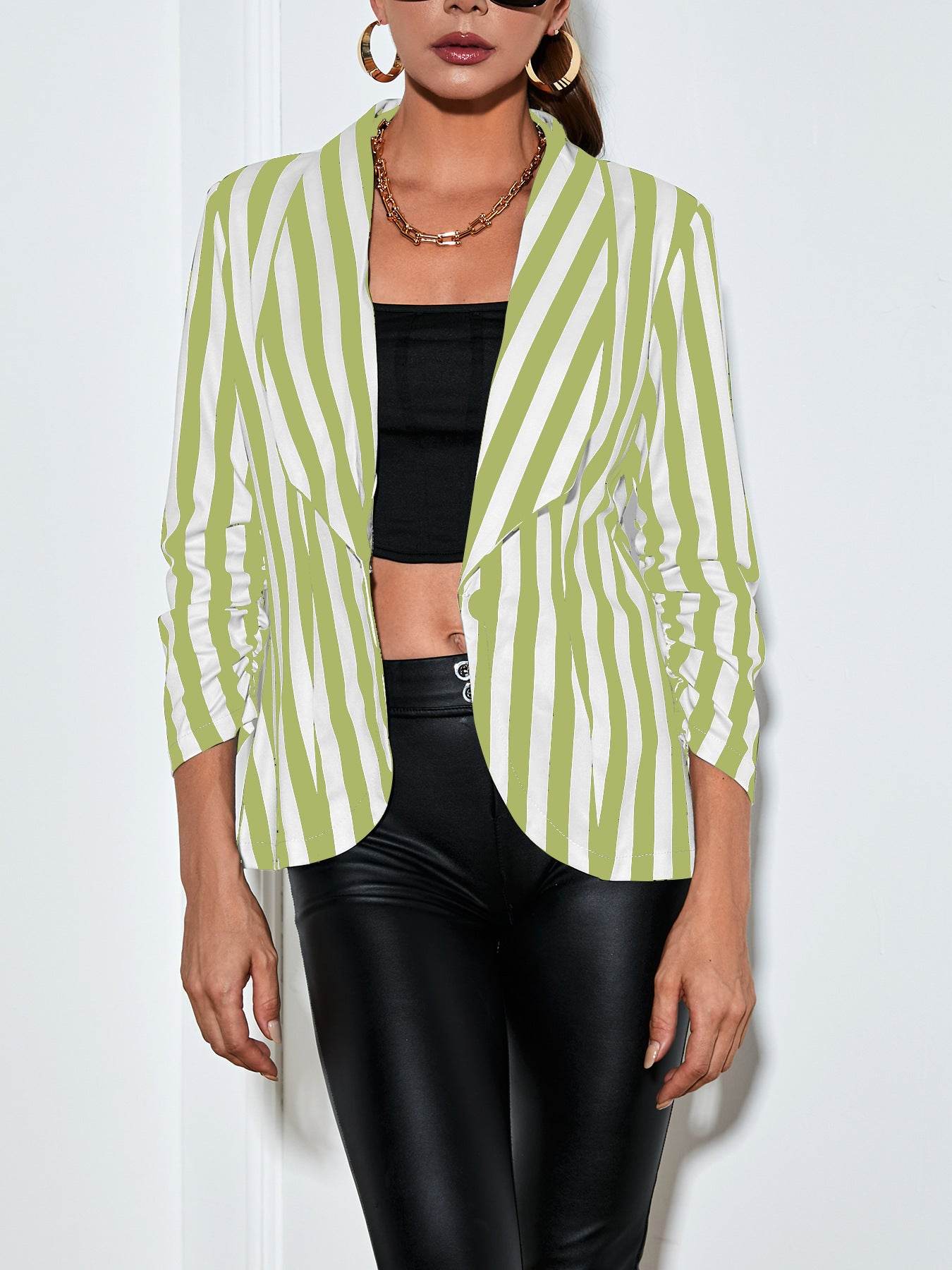 Buycenter Cropped Casual Jacket - Slim Fit 3/4 Sleeve Fashion - Buy Center