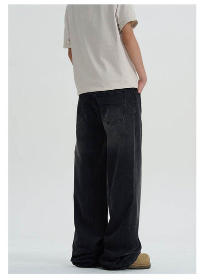 Buycenter Men's Black Straight Slimming Jeans - Casual Mid-High Waist - Buy Center