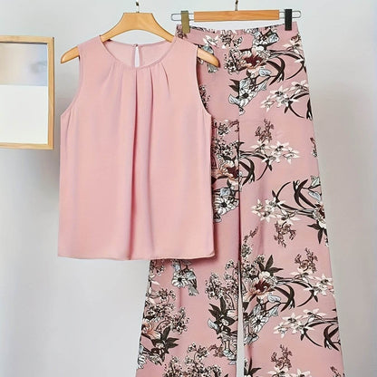 Elegant Sleeveless Top & Wide Leg Pants Set - Spring/Summer Fashion - Buy Center