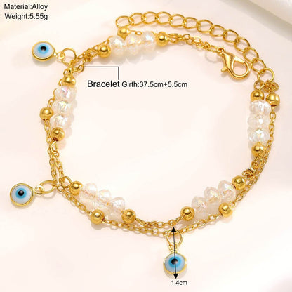 Women's Gold Multi-layer Beaded Anklet Set - Trendy Beach Body Jewelry - Buy Center