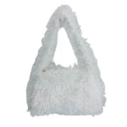 Versatile Candy Colored Handheld Tassel Bag - Fresh Plush Clutch - Buy Center