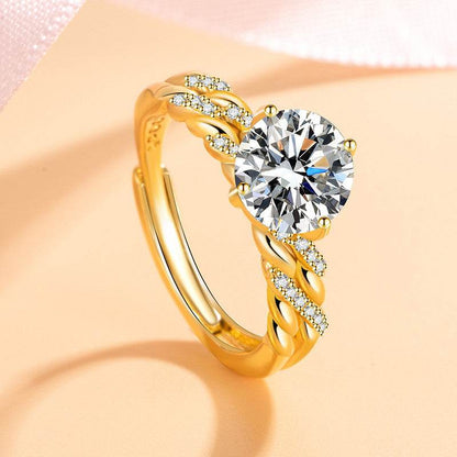 Elegant Gold Crown Zircon Ring - 2 Karat Sparkle for Women - Buy Center