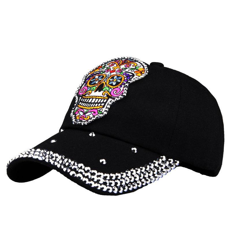 Korean Style Skull Embroidery Baseball Cap - Adjustable & Breathable for Summer - Buy Center