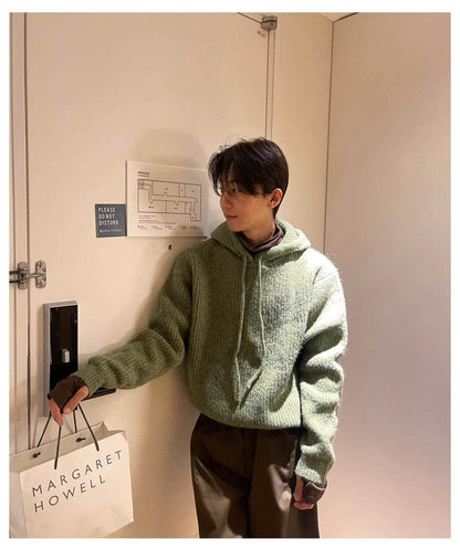 Slouchy Thick Fluffy Sweater Jacket - Korean Style for Men 2025 - Buy Center