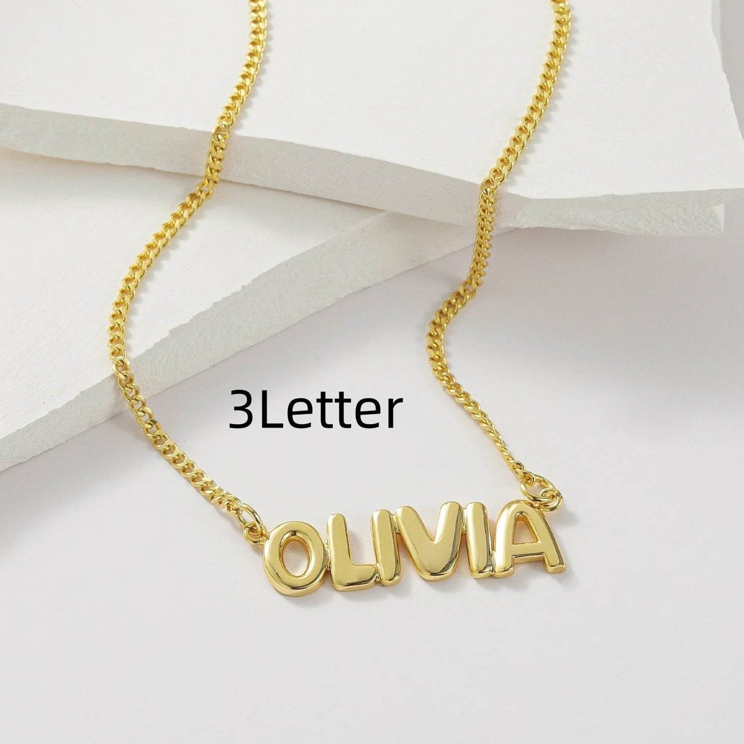 Personalized 3D Bubble Name Necklace - Custom Stainless Steel Jewelry - Buy Center