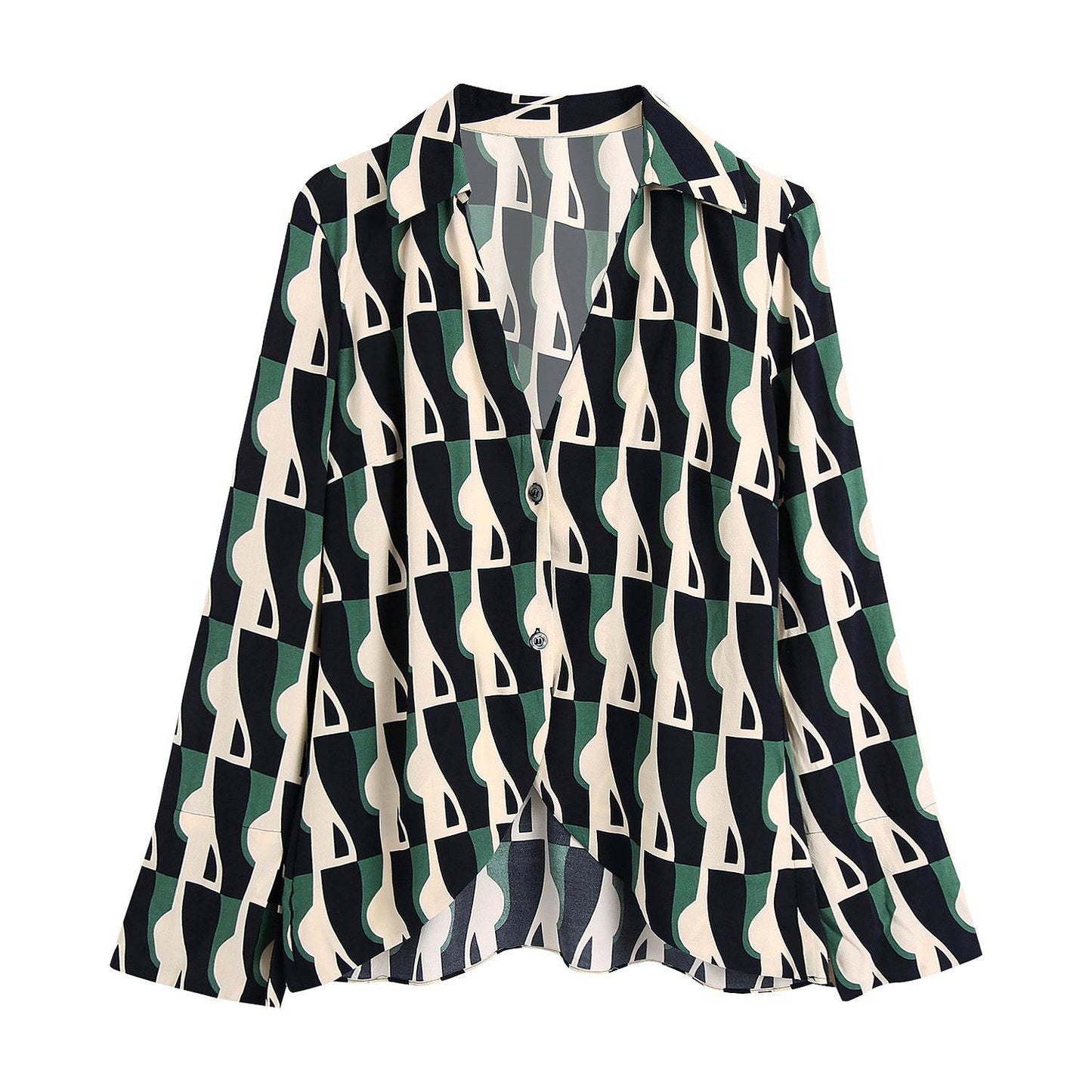 Stylish Men's Geometric Print Pants Suit - Comfortable Loose Blouse Set - Buy Center