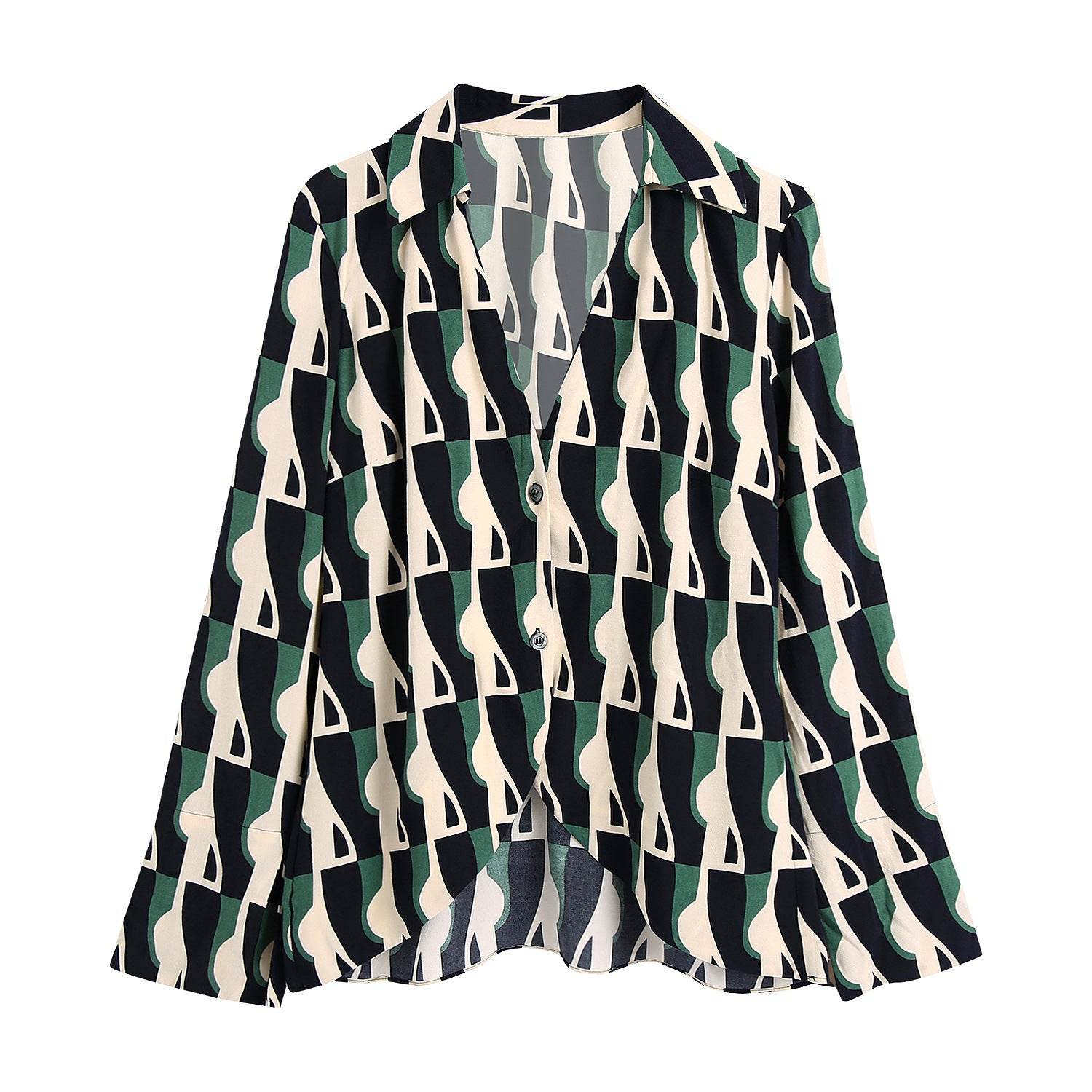 Stylish Men's Geometric Print Pants Suit - Comfortable Loose Blouse Set - Buy Center