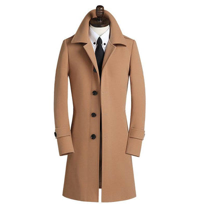 Buycenter Men's Wool Trench Coat - Slim Fit British Style for Modern Men - Buy Center