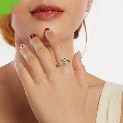 Buycenter 925 Silver Heart Arrow Open Ring - Adjustable Size for Women - Buy Center