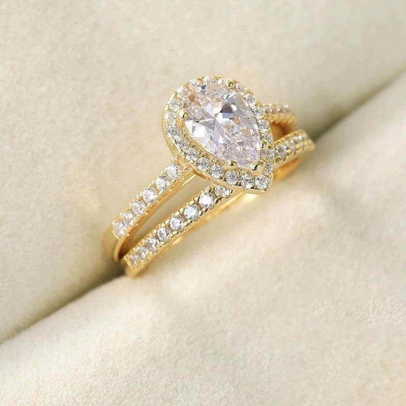 Buycenter S925 Water Drop Zircon Ring - Elegant Women's Jewelry, Multiple Sizes - Buy Center