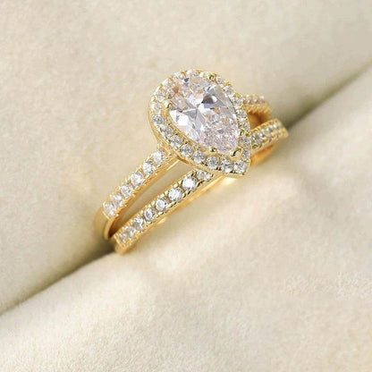 Buycenter S925 Water Drop Zircon Ring - Elegant Women's Jewelry, Multiple Sizes - Buy Center