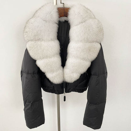 Luxurious Fox Fur Collar Down Jacket - Thick Stylish Coat for Women - Buy Center