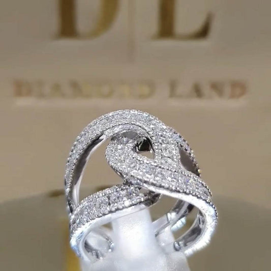 Women's DL Ring - Elegant X-Shaped Gold-Plated Ornament with Gems - Buy Center