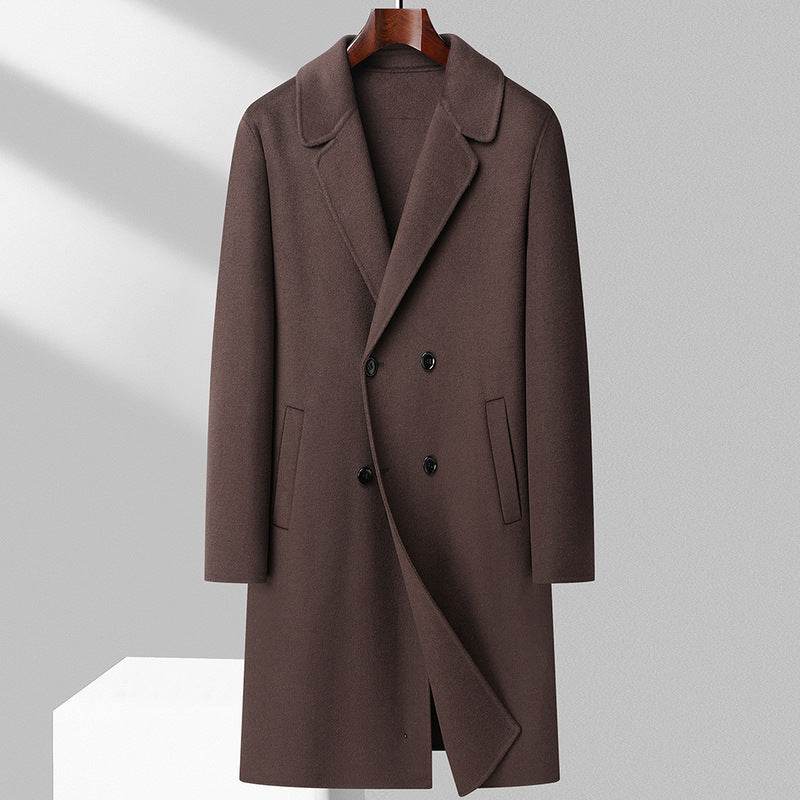 Men's Mid-Length Woolen Coat - Casual Double-Sided Winter Outerwear - Buy Center