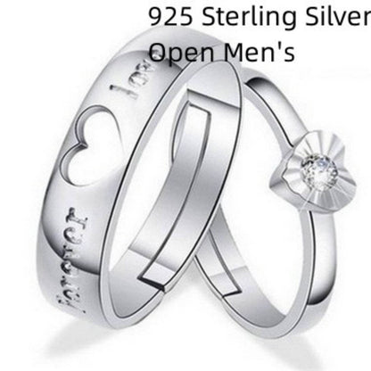 S925 Silver Couple Ring - Heart Shape Design for Him & Her Love - Buy Center