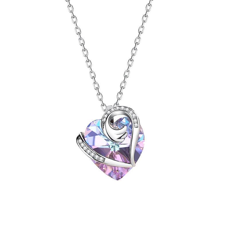 Buy Center Sterling Silver Love Necklace - Heart Shaped Crystal Design - Buy Center