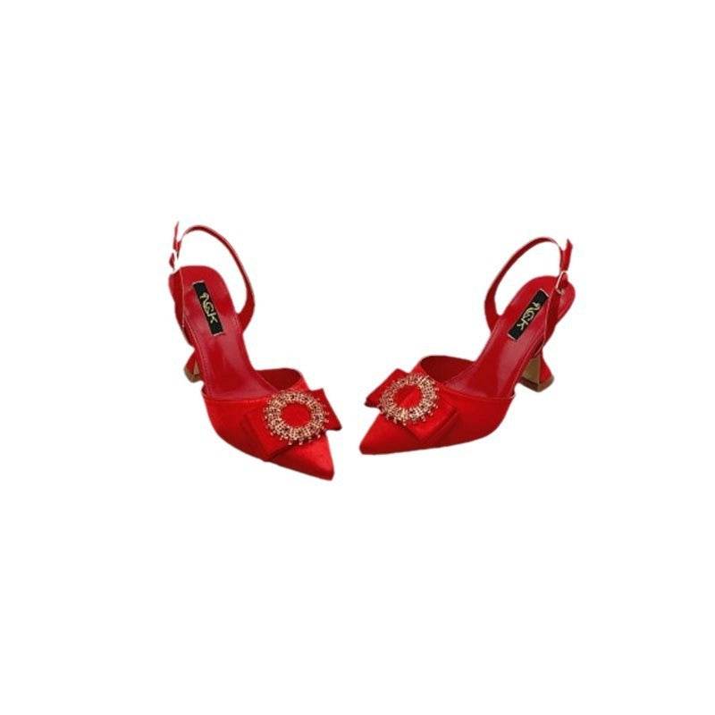 Elegant Pointed Toe High Heel Sandals - Rhinestone Stiletto Pumps - Buy Center