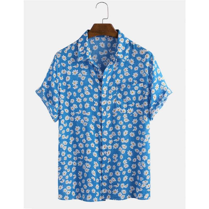 New Hawaiian Men's Short Sleeve Cardigan - Stylish Floral Print Cotton - Buy Center