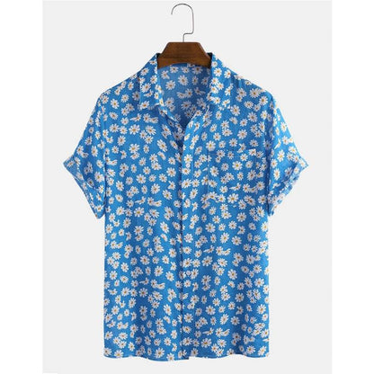 New Hawaiian Men's Short Sleeve Cardigan - Stylish Floral Print Cotton - Buy Center