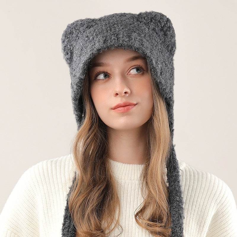 Cute Bear Knitted Hat for Women - Warm Earmuffs for Winter Style - Buy Center