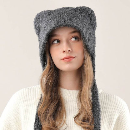 Cute Bear Knitted Hat for Women - Warm Earmuffs for Winter Style - Buy Center