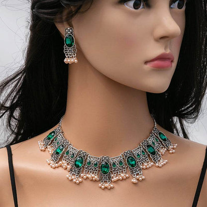 Vintage Emerald Earrings Set - Trendy Tassel Bead Design for 2025 - Buy Center