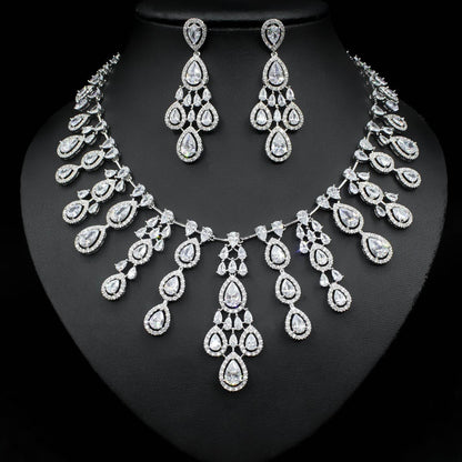 Buy Center Women's Zircon Necklace & Earrings Set - Elegant Water Drop Design - Buy Center