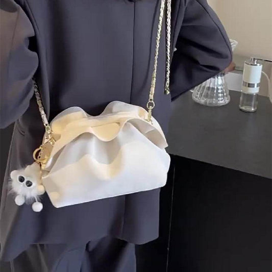 Buycenter Women's Chain Pleated Messenger Bag - Stylish Shoulder Tote - Buy Center